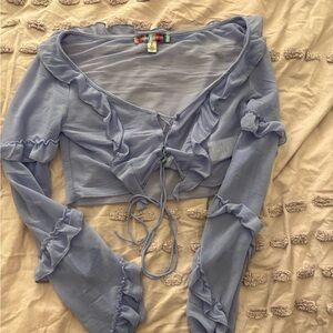 Urban Outfitters Purple Ruffled Tie Front Crop Blouse